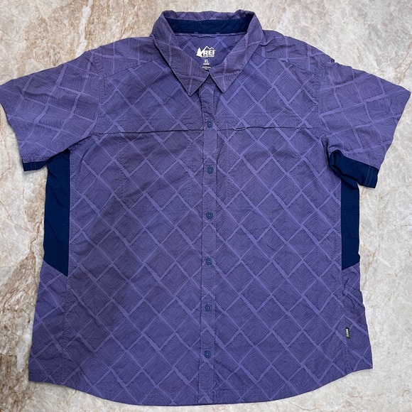 REI Tops - REI CO-OP Sahara Short Sleeve Hiking Shirt Women’s XL Purple Print